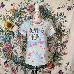 Rae Dunn sz:M “Love is Love.” Tie Dye Swirls Pride Short Sleeve Tee